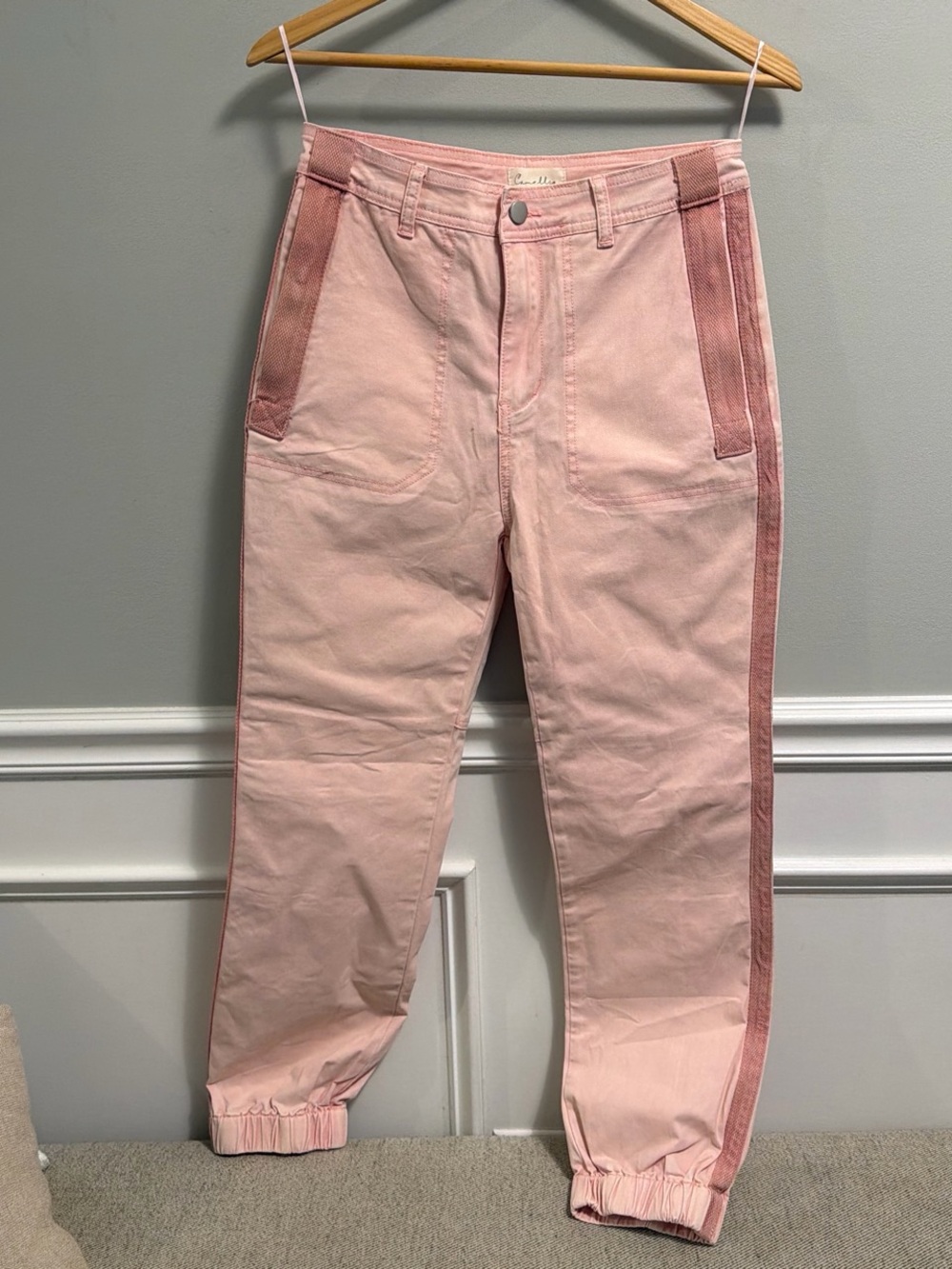 Women's Pink Two-Tone Track Jeans